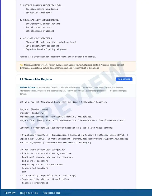 AI Prompt Handbook for Project Managers, page 5 of 31