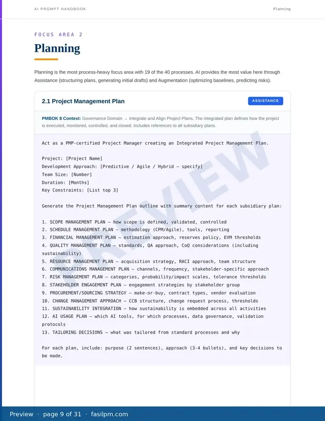 AI Prompt Handbook for Project Managers, page 9 of 31